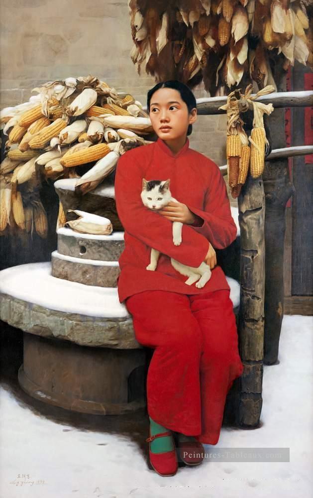 Neige en mars WYD chinois filles Peintures à l'huile